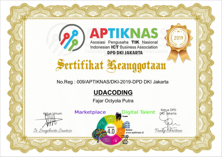 Sertifikat Anggota APTIKNAS